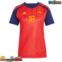 Camisa de Futebol Espanha Martin Zubimendi #18 Equipamento Principal Mulheres Mundo 2026 Manga Curta